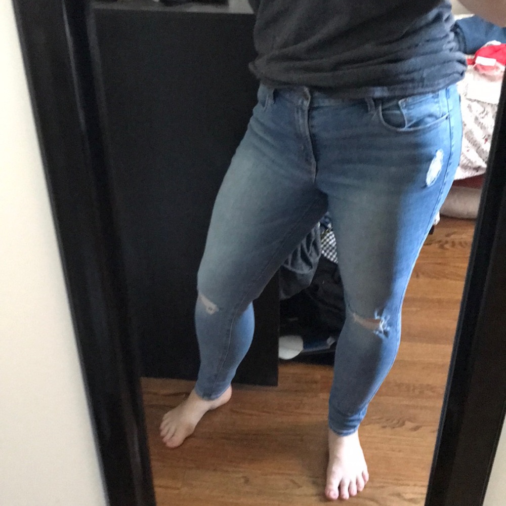 Mid-Rise Distressed Rockstar Super Skinny Jeans